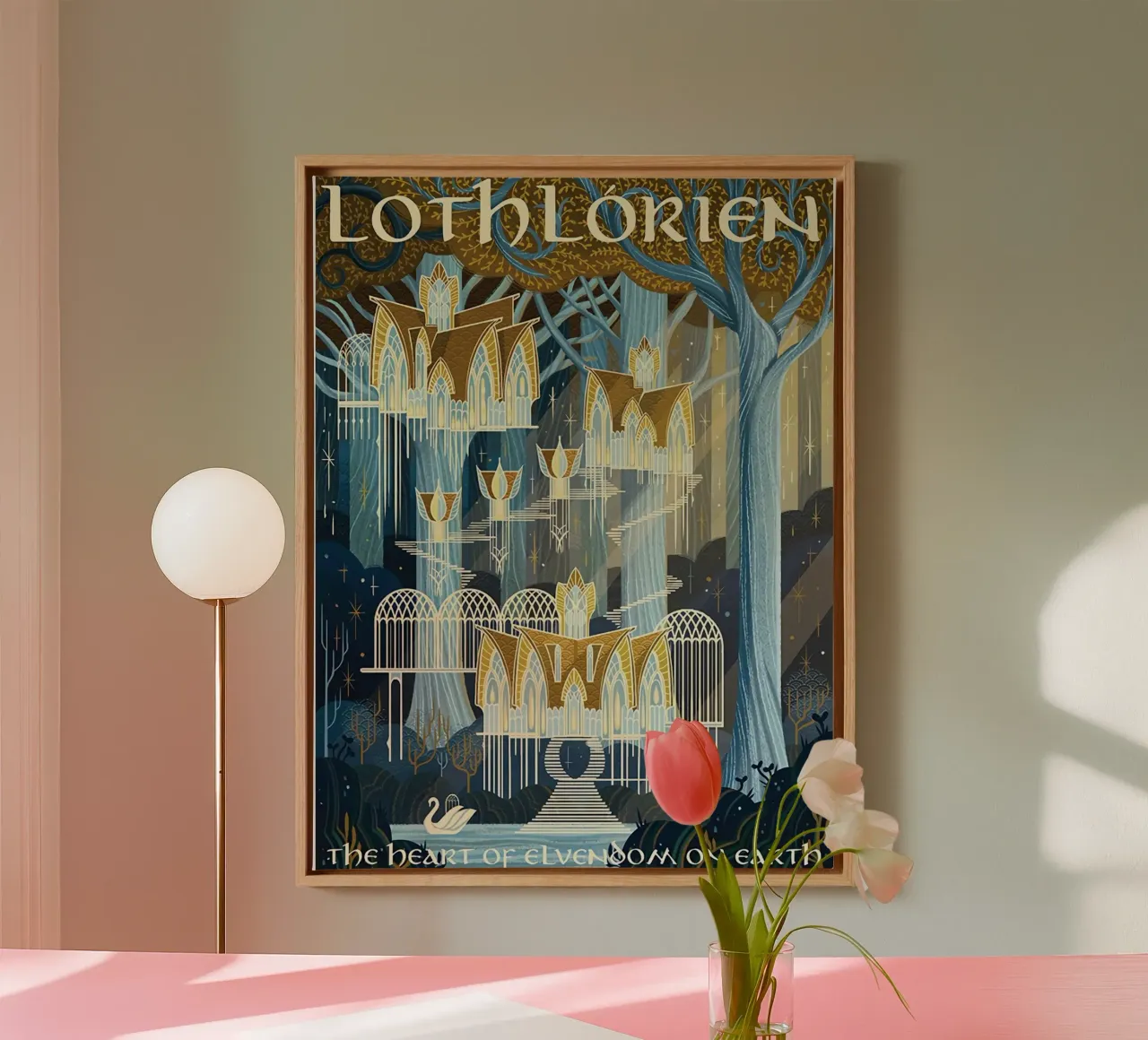 Lothlorien Het hart van het Elfenrijk op aarde canvas met Baklijst van Junkie Movie
