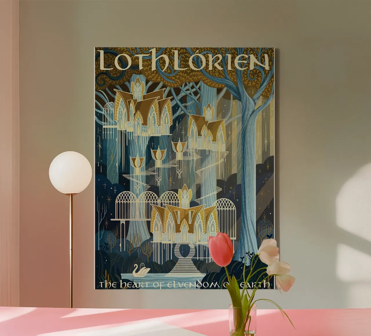Lothlorien Het hart van het Elfenrijk op aarde canvas met Baklijst van Junkie Movie