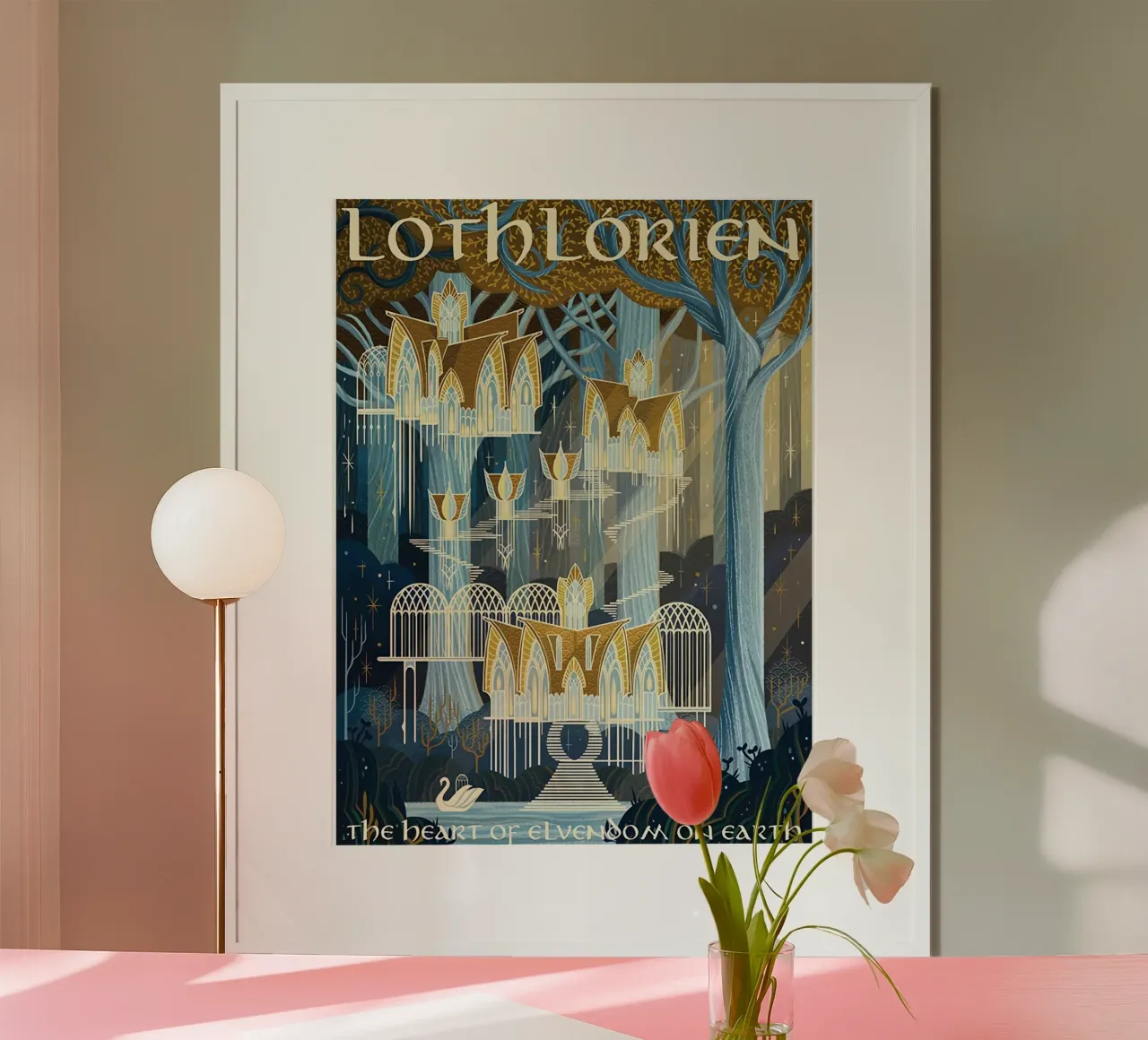Lothlorien The Heart of Elvendom on Earth poster with plastic frame by Junkie Movie