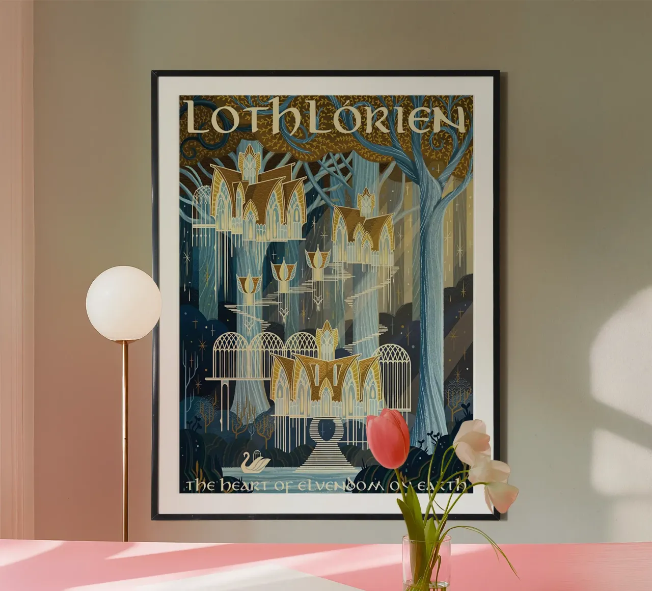 Lothlorien The Heart of Elvendom on Earth poster with plastic frame by Junkie Movie