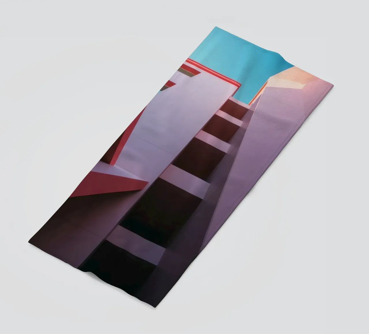 Unique architectural perspective of colorful building beach towel by DesignDoodle