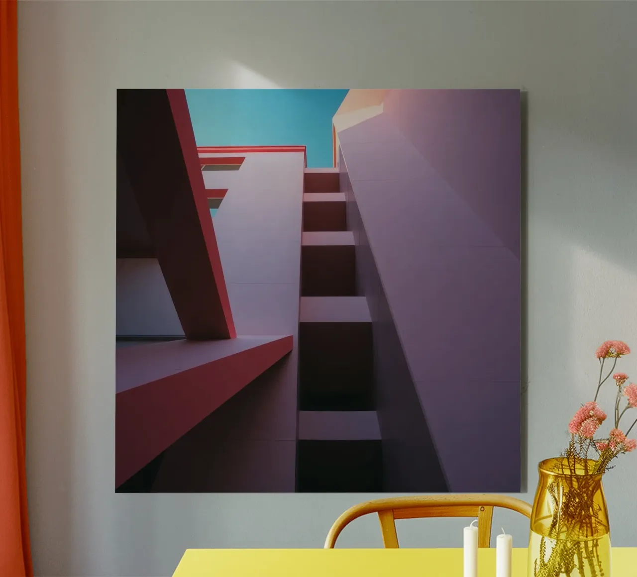Unique architectural perspective of colorful building alu-dibond by DesignDoodle