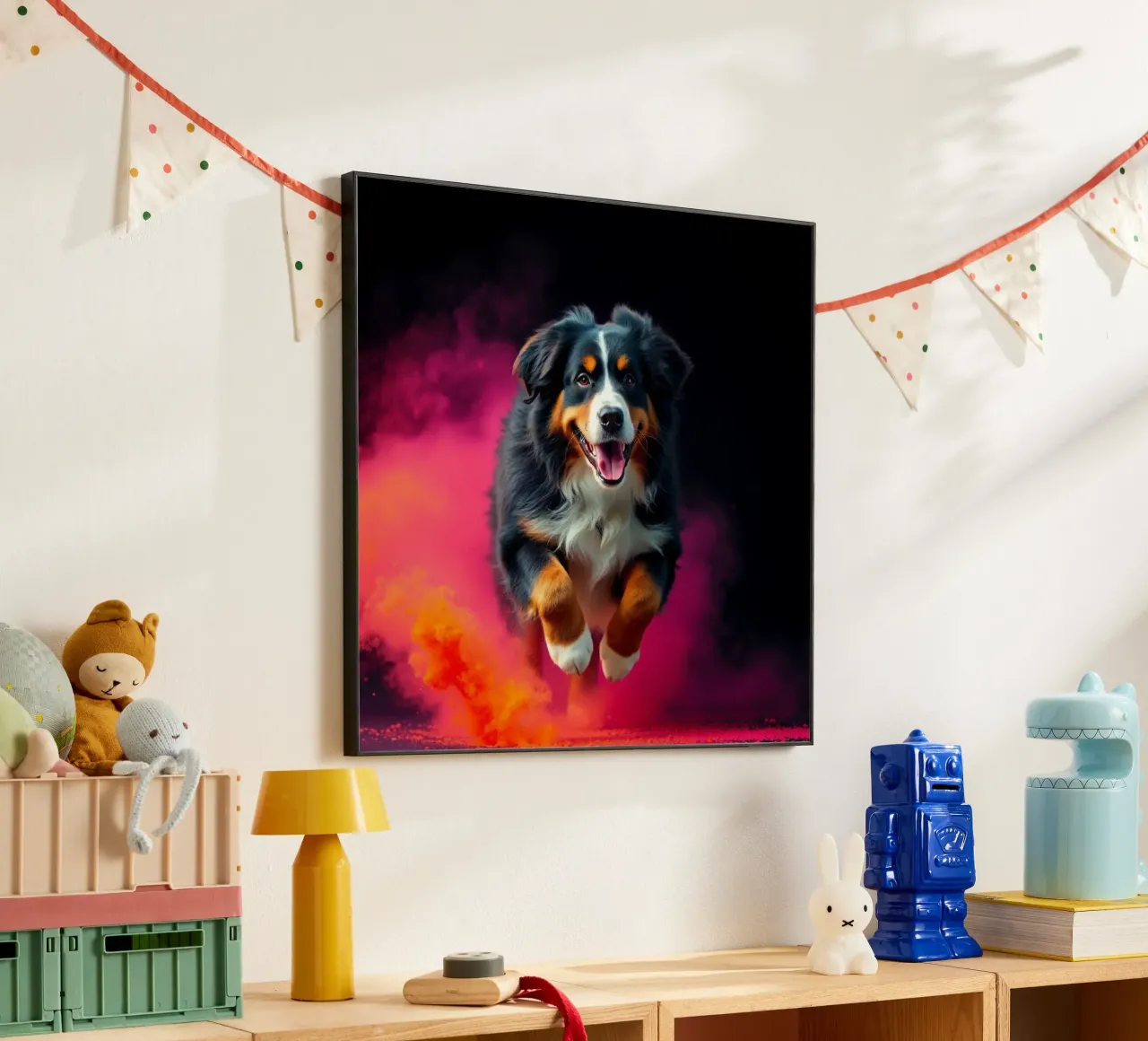 The colorful Bernese Mountain Dog #21 alu-dibond by Yumis.Beargang.and.Me