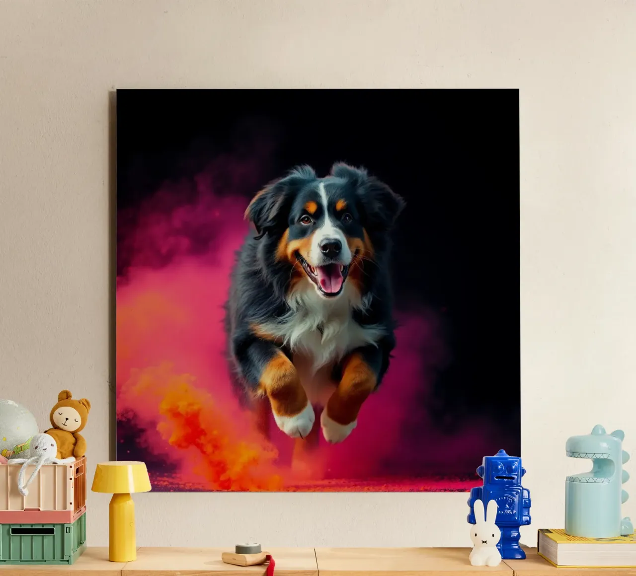 The colorful Bernese Mountain Dog #21 alu-dibond by Yumis.Beargang.and.Me