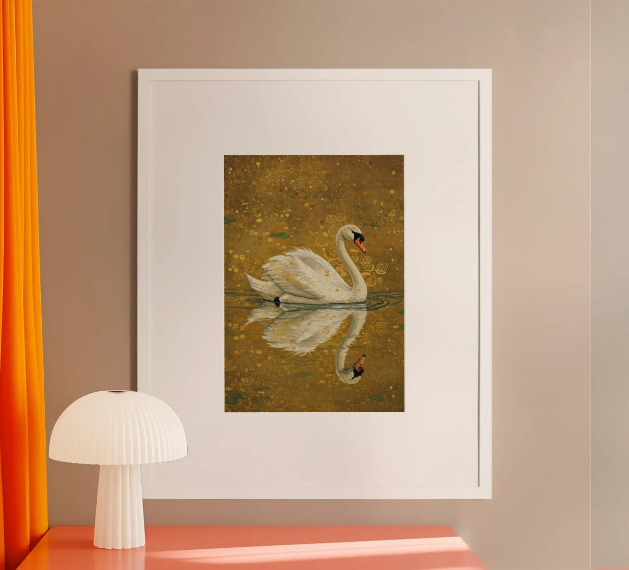Il cigno del lago poster con telaio in plastica da Art Center