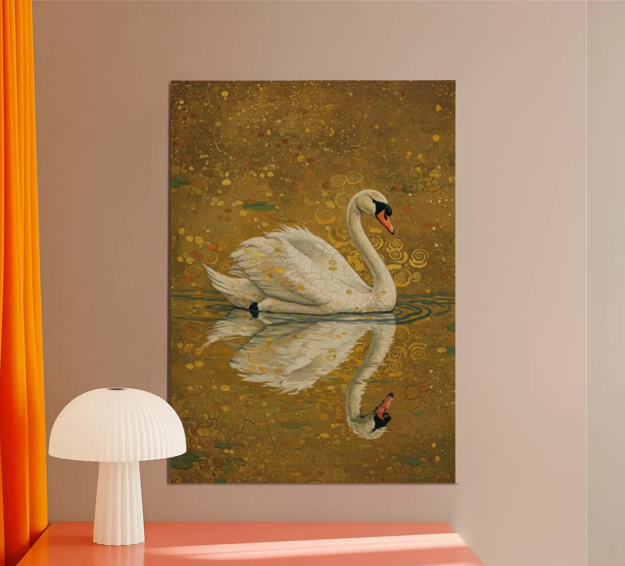 Il cigno del lago poster con telaio in plastica da Art Center