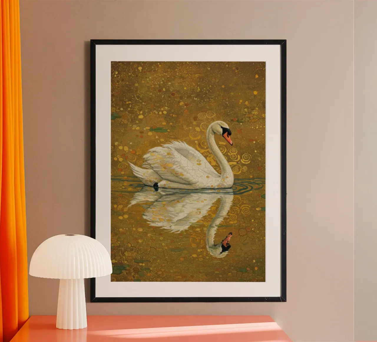 Il cigno del lago poster con telaio in plastica da Art Center