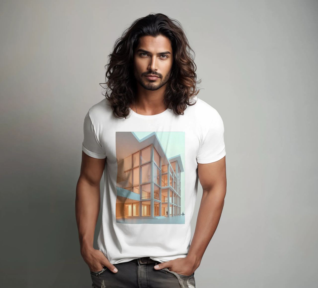 Modern architectural design with spacious open areas and t-shirt by DesignDoodle