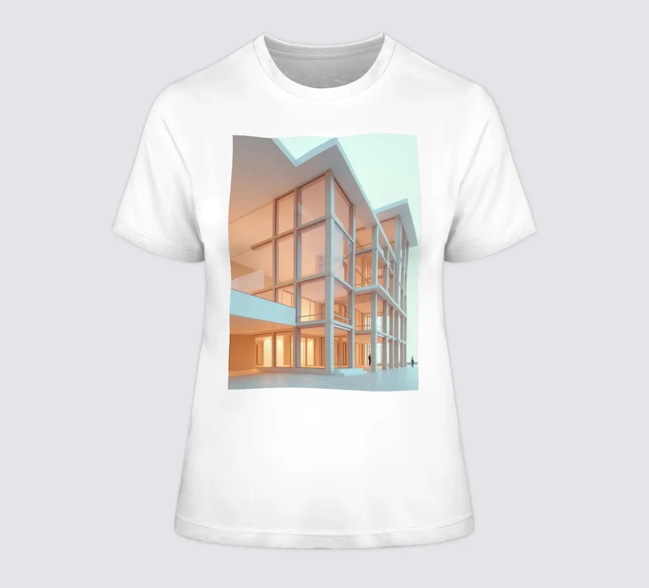 Modern architectural design with spacious open areas and women's fitted t-shirt by DesignDoodle