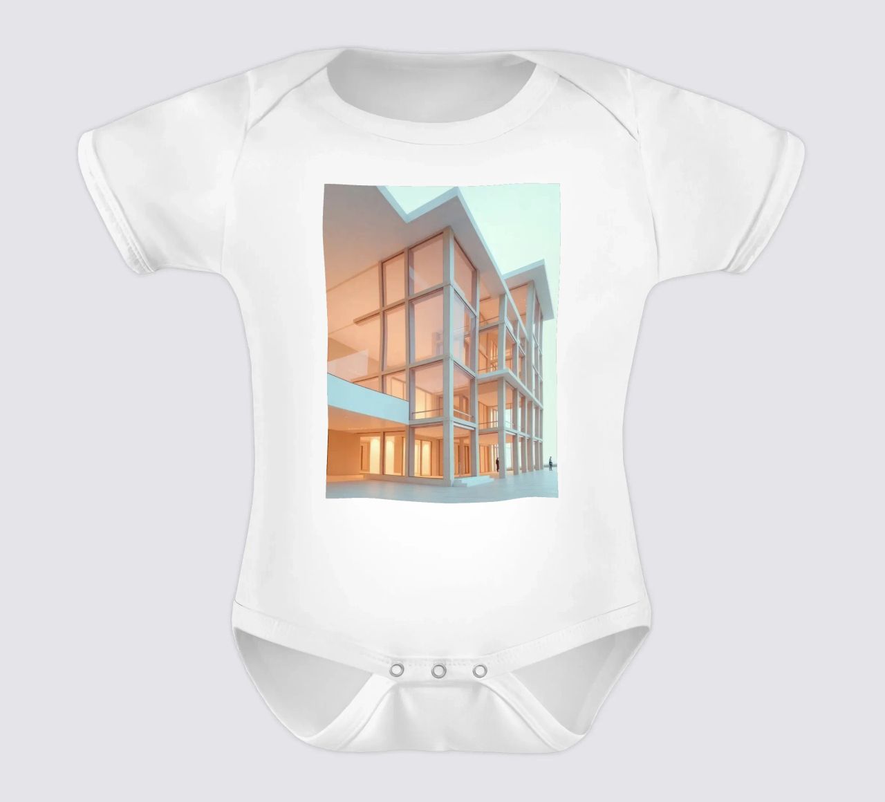 Modern architectonisch ontwerp met ruime open ruimtes en babyrompertje korte mouwen van DesignDoodle