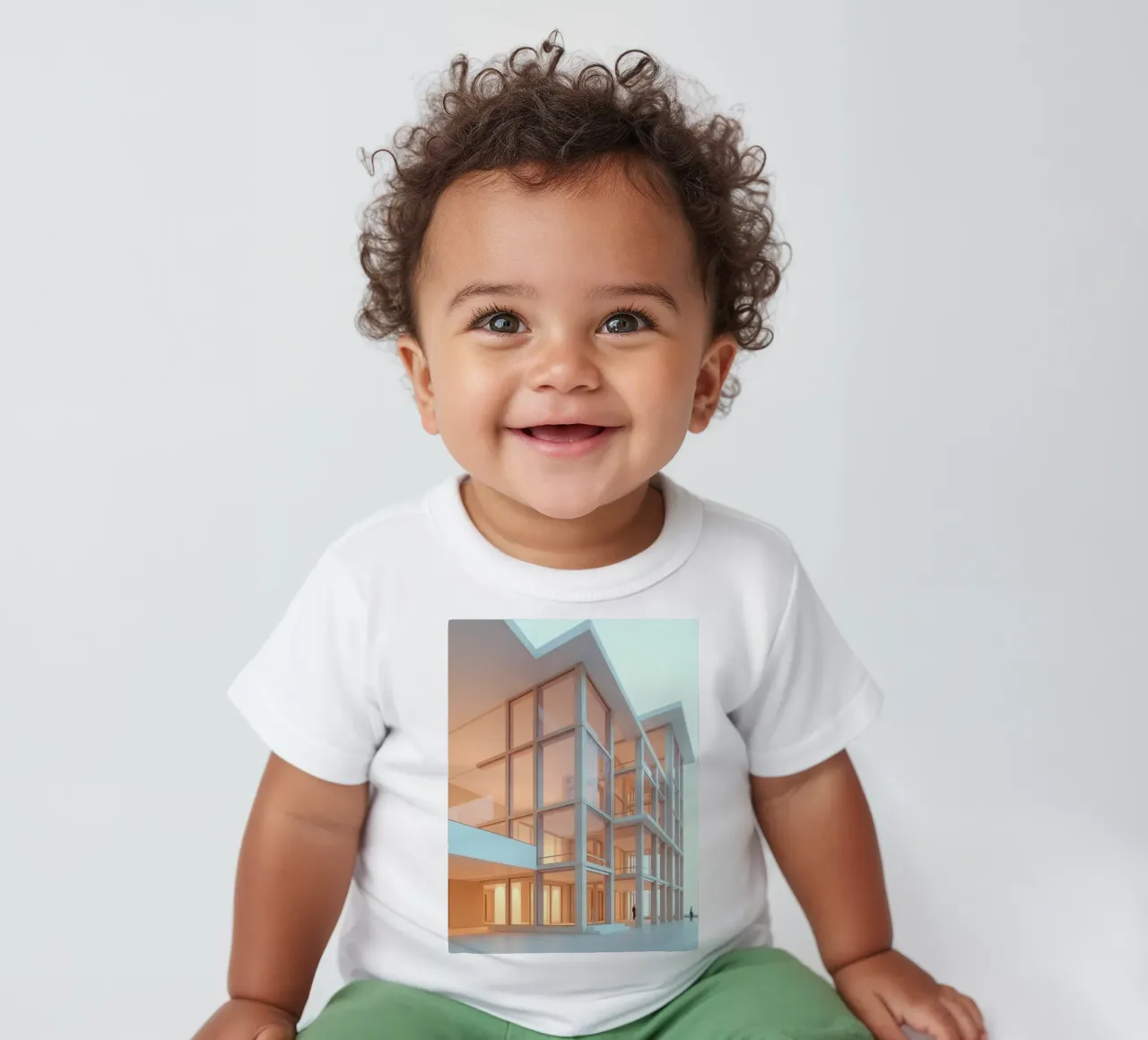 Design architettonico moderno con ampie aree aperte e maglietta neonato da DesignDoodle