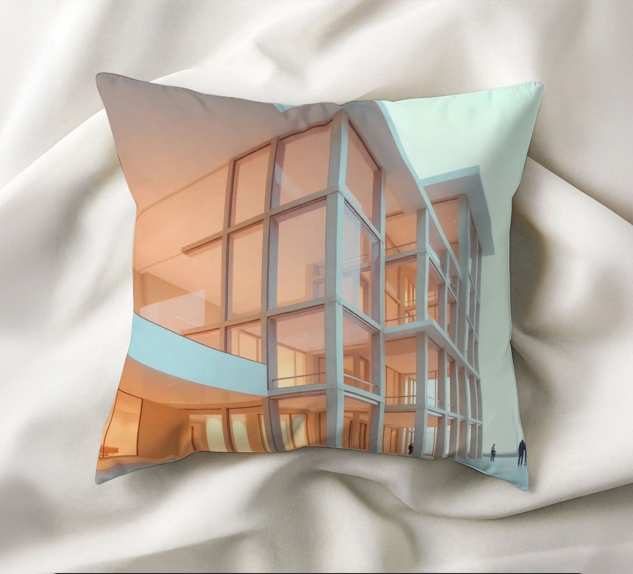 Modern architectural design with spacious open areas and decorative cushion by DesignDoodle