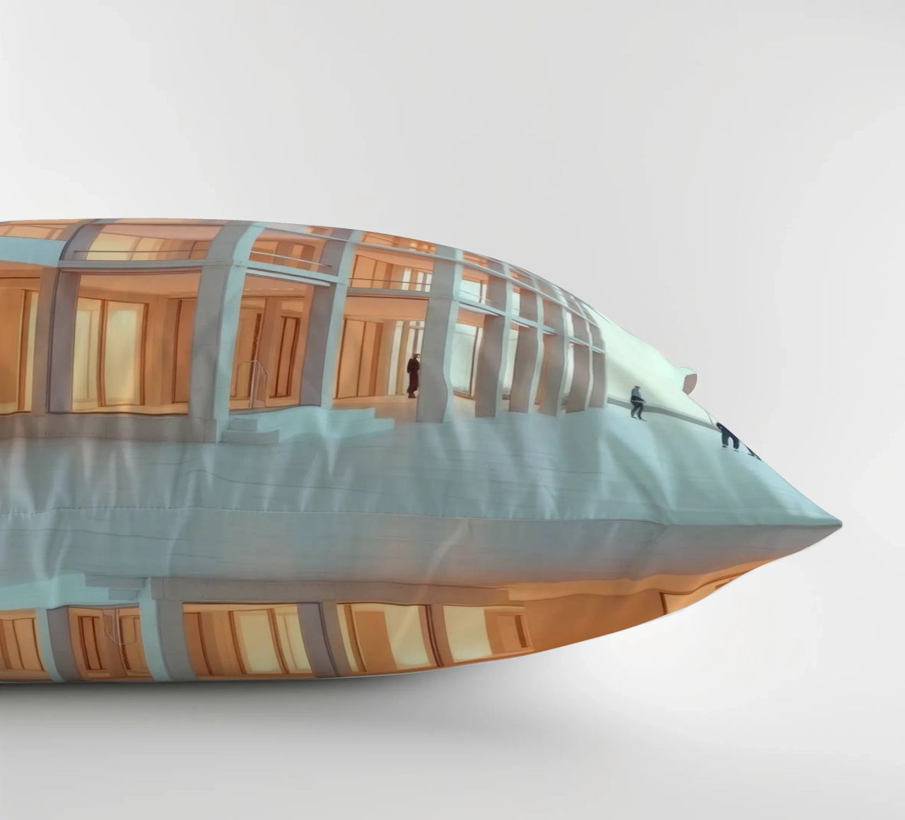 Modern architectural design with spacious open areas and decorative cushion by DesignDoodle