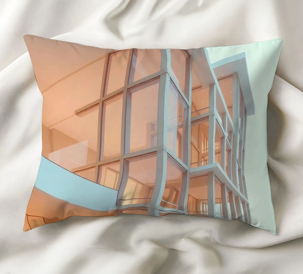 Modern architectural design with spacious open areas and decorative cushion by DesignDoodle