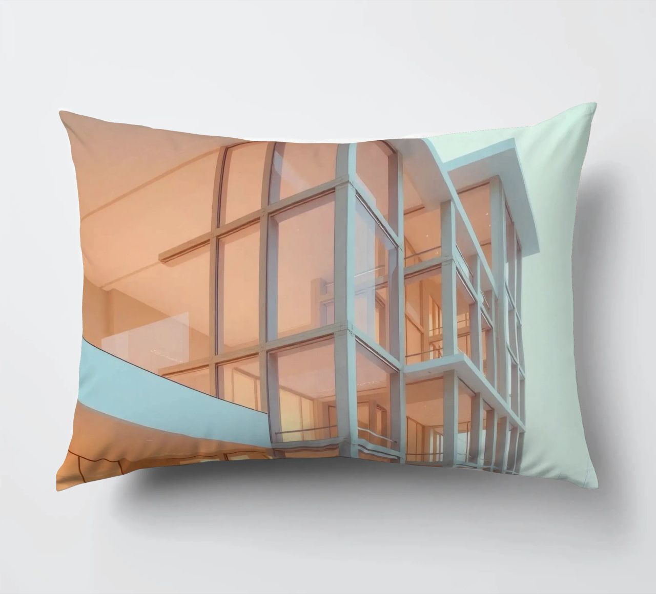 Modern architectural design with spacious open areas and decorative cushion by DesignDoodle