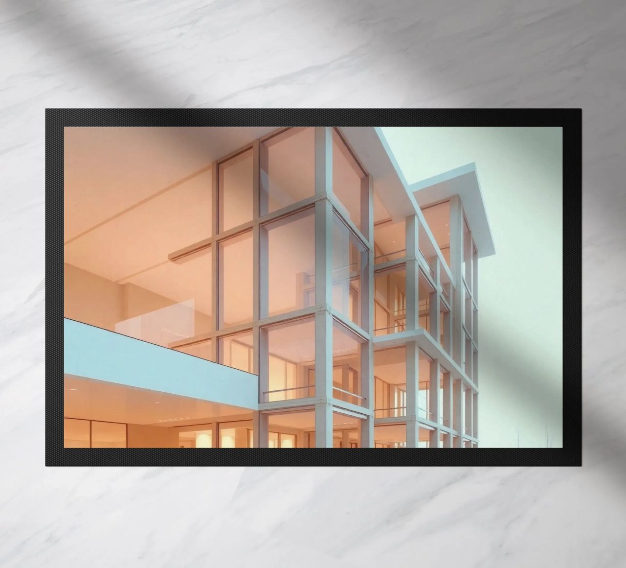 Modern architectural design with spacious open areas and doormat by DesignDoodle