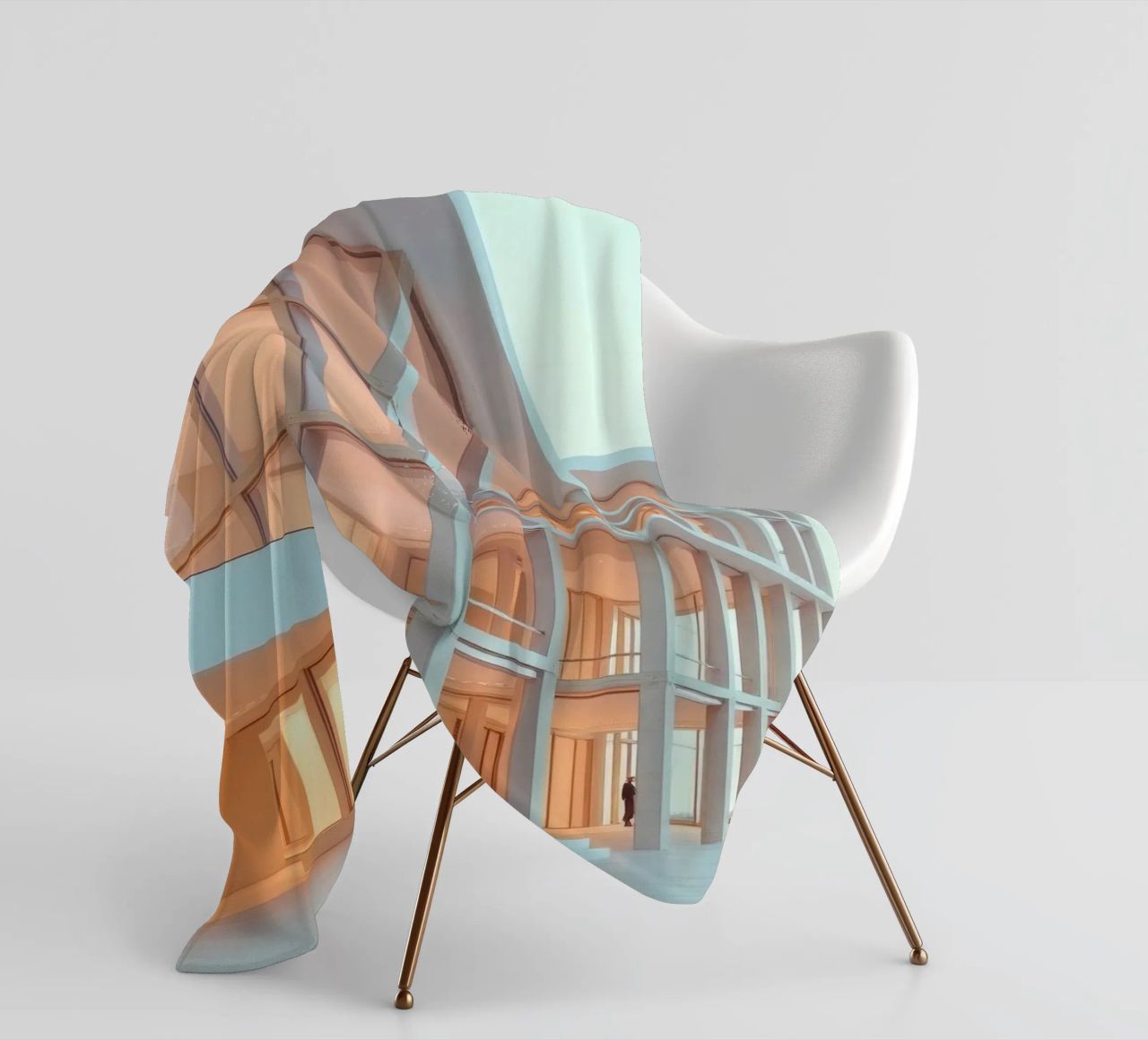 Modern architectural design with spacious open areas and fleece blanket by DesignDoodle