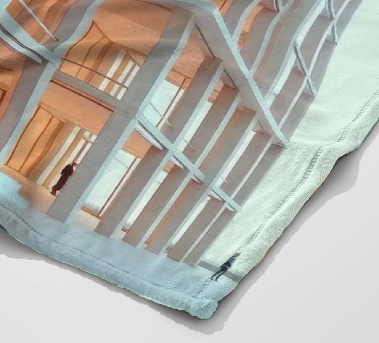 Modern architectural design with spacious open areas and fleece blanket by DesignDoodle