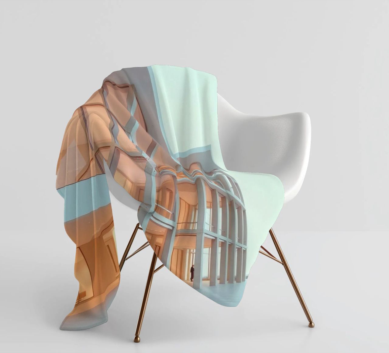 Modern architectural design with spacious open areas and fleece blanket by DesignDoodle