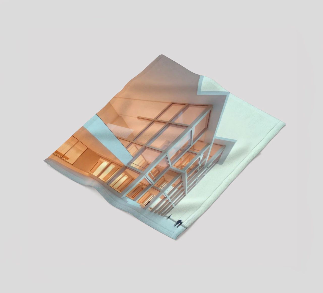 Modern architectural design with spacious open areas and fleece blanket by DesignDoodle