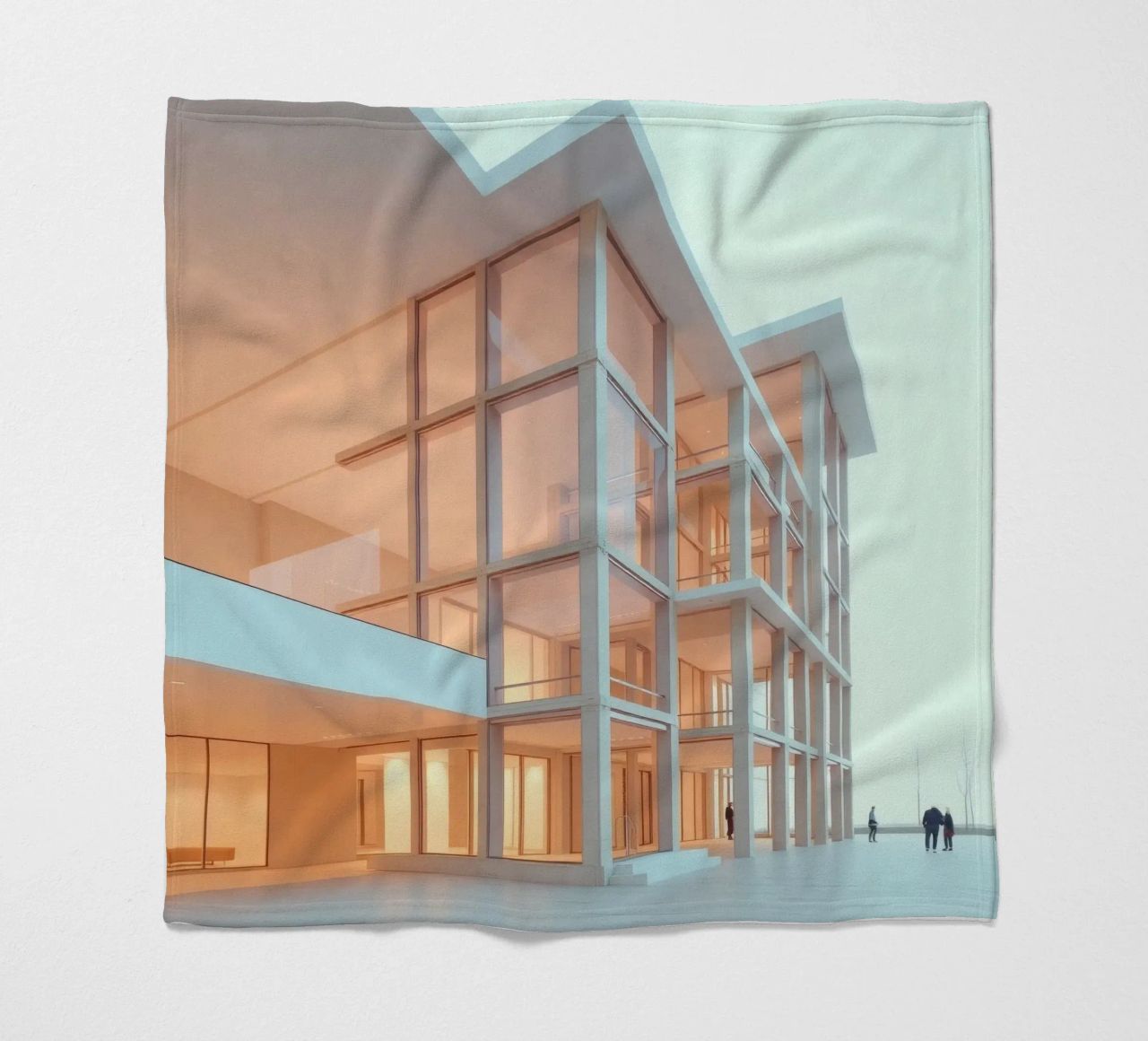 Modern architectural design with spacious open areas and fleece blanket by DesignDoodle