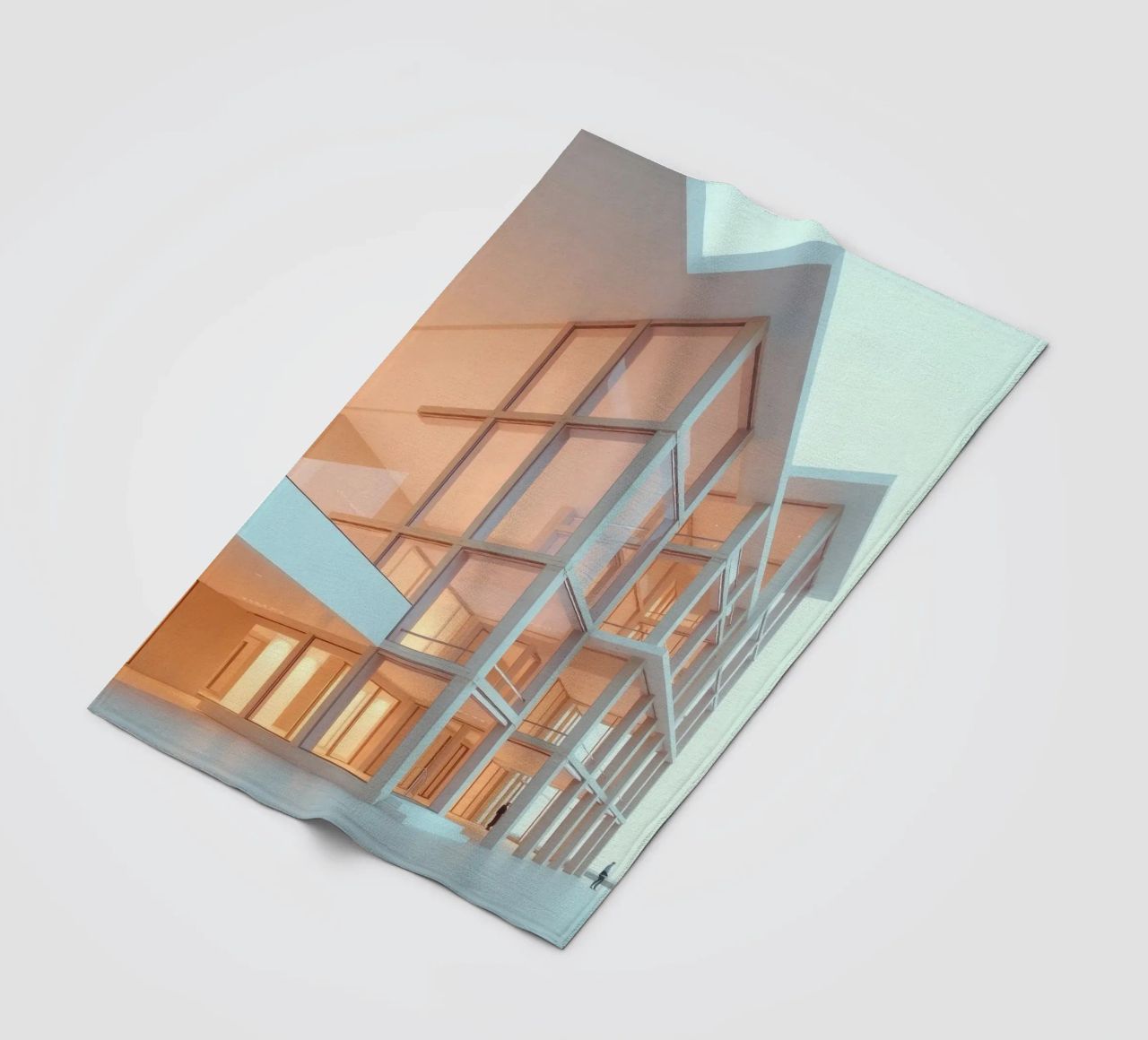 Modern architectural design with spacious open areas and fleece blanket by DesignDoodle