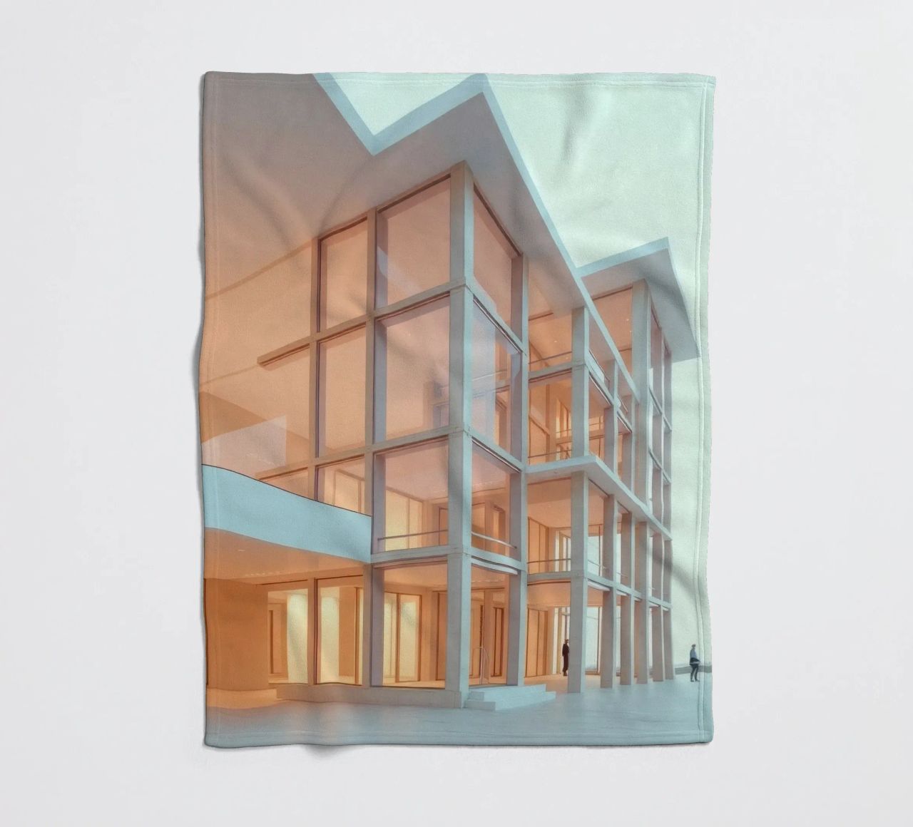 Modern architectural design with spacious open areas and fleece blanket by DesignDoodle