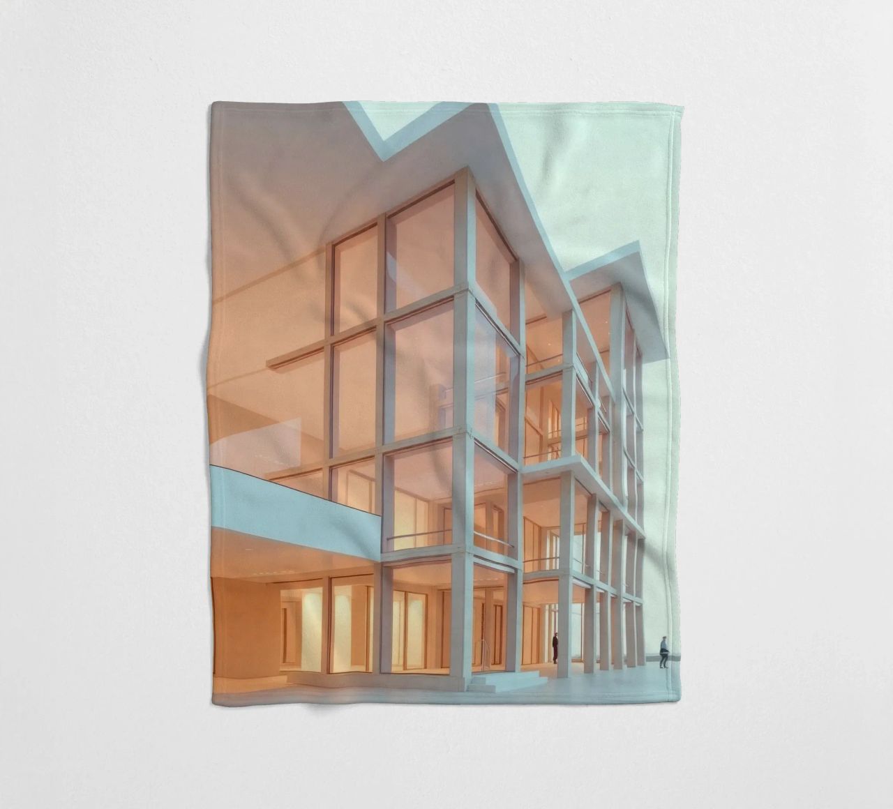 Modern architectural design with spacious open areas and fleece blanket by DesignDoodle