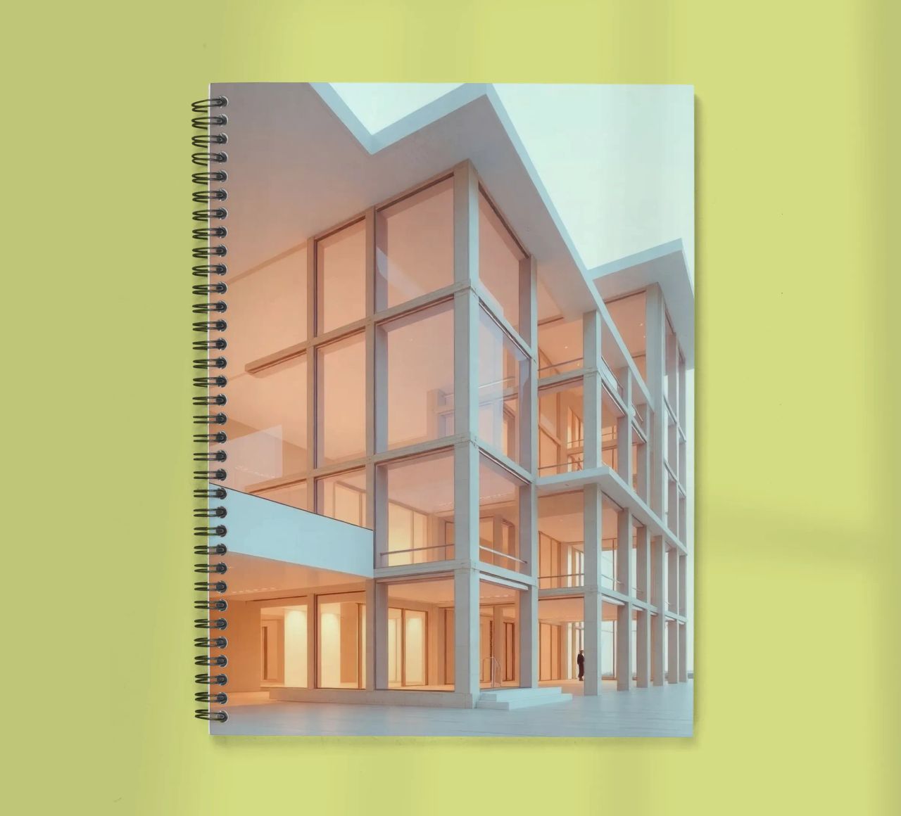 Modern architectural design with spacious open areas and spiral notebook by DesignDoodle