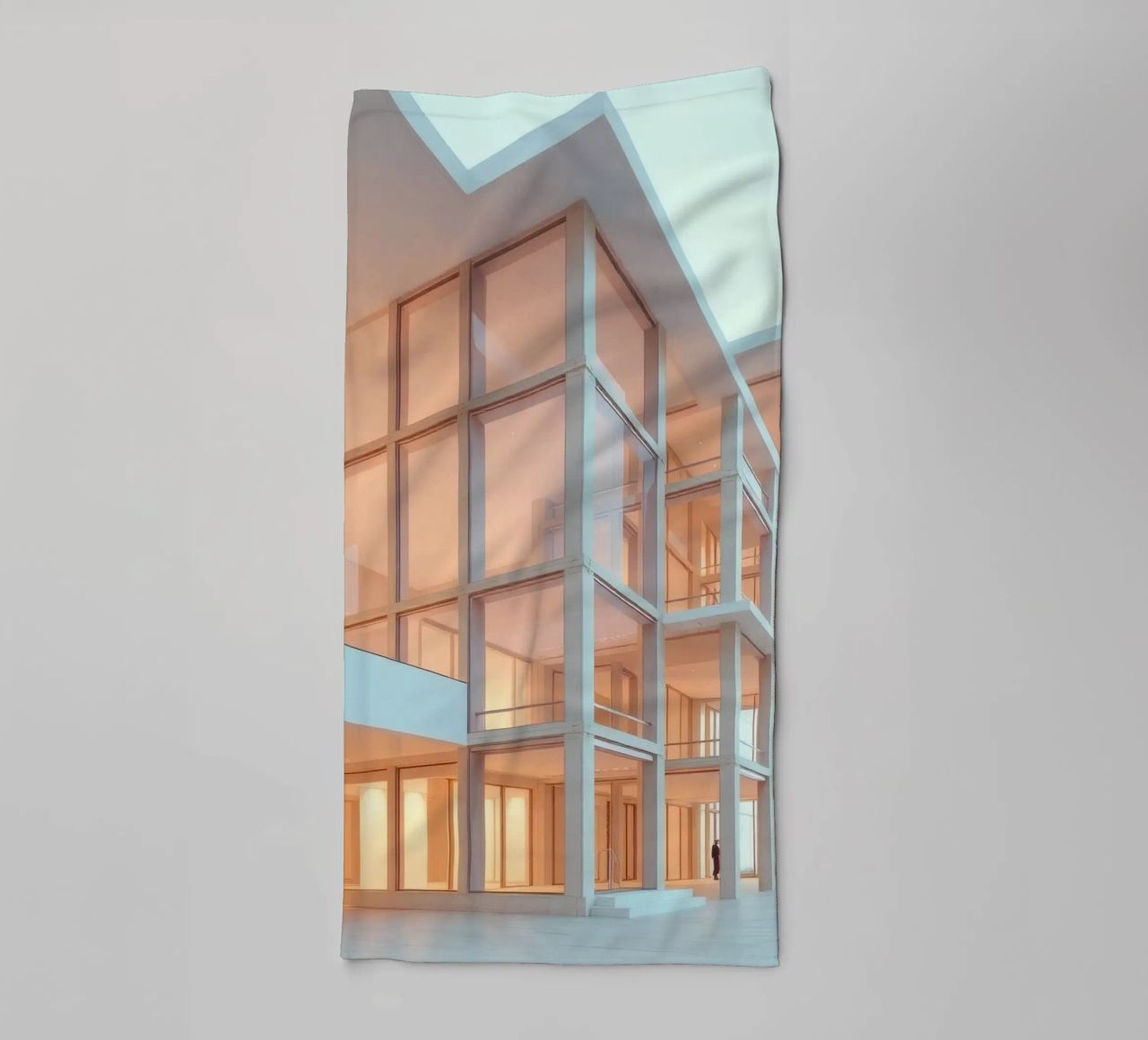 Modern architectonisch ontwerp met ruime open ruimtes en badhanddoek van DesignDoodle