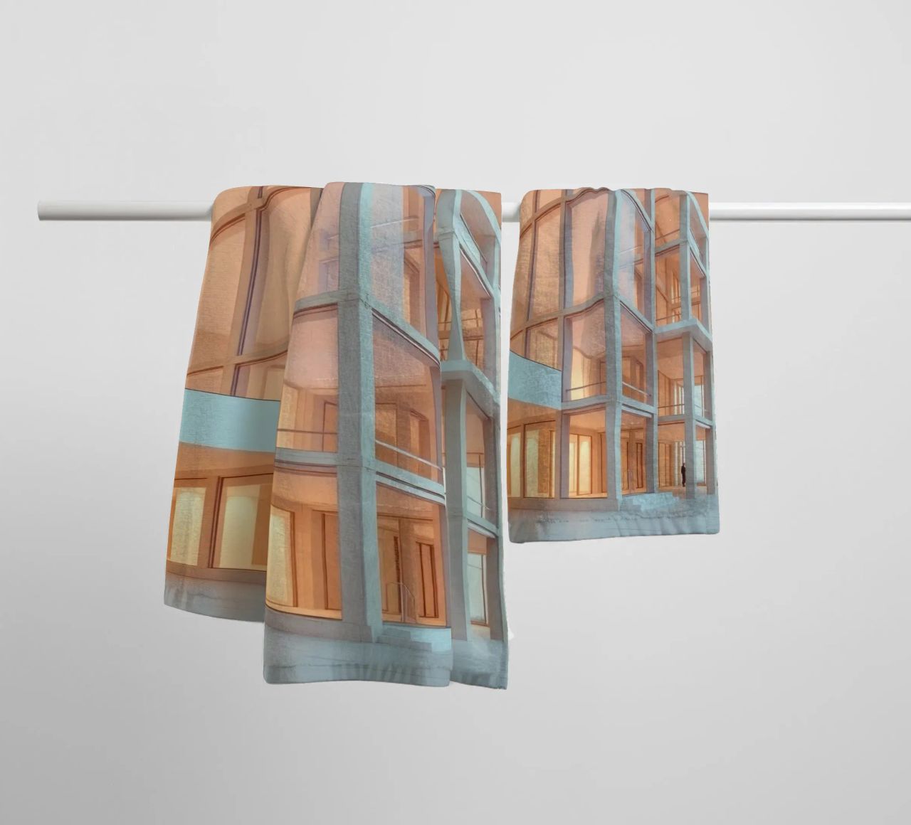 Modern architectonisch ontwerp met ruime open ruimtes en badhanddoek van DesignDoodle