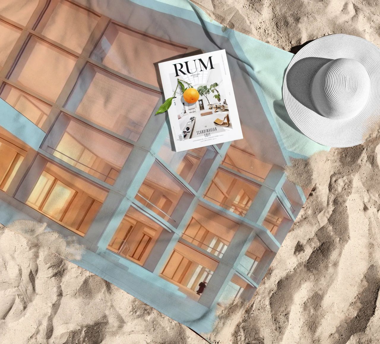 Modern architectural design with spacious open areas and beach towel by DesignDoodle