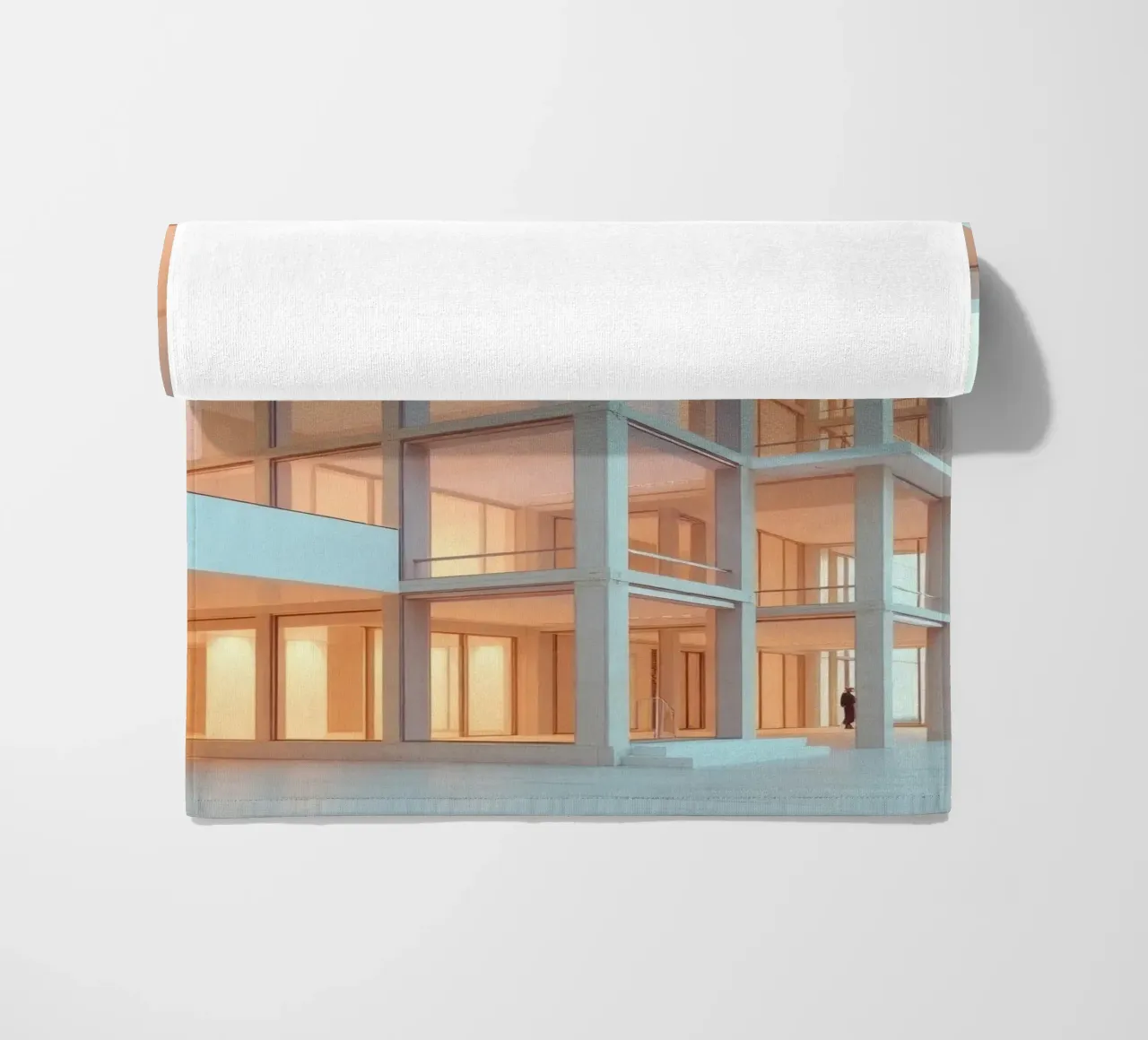 Moderne architektonische Gestaltung mit großzügigen Freiflächen und Strandtuch von DesignDoodle