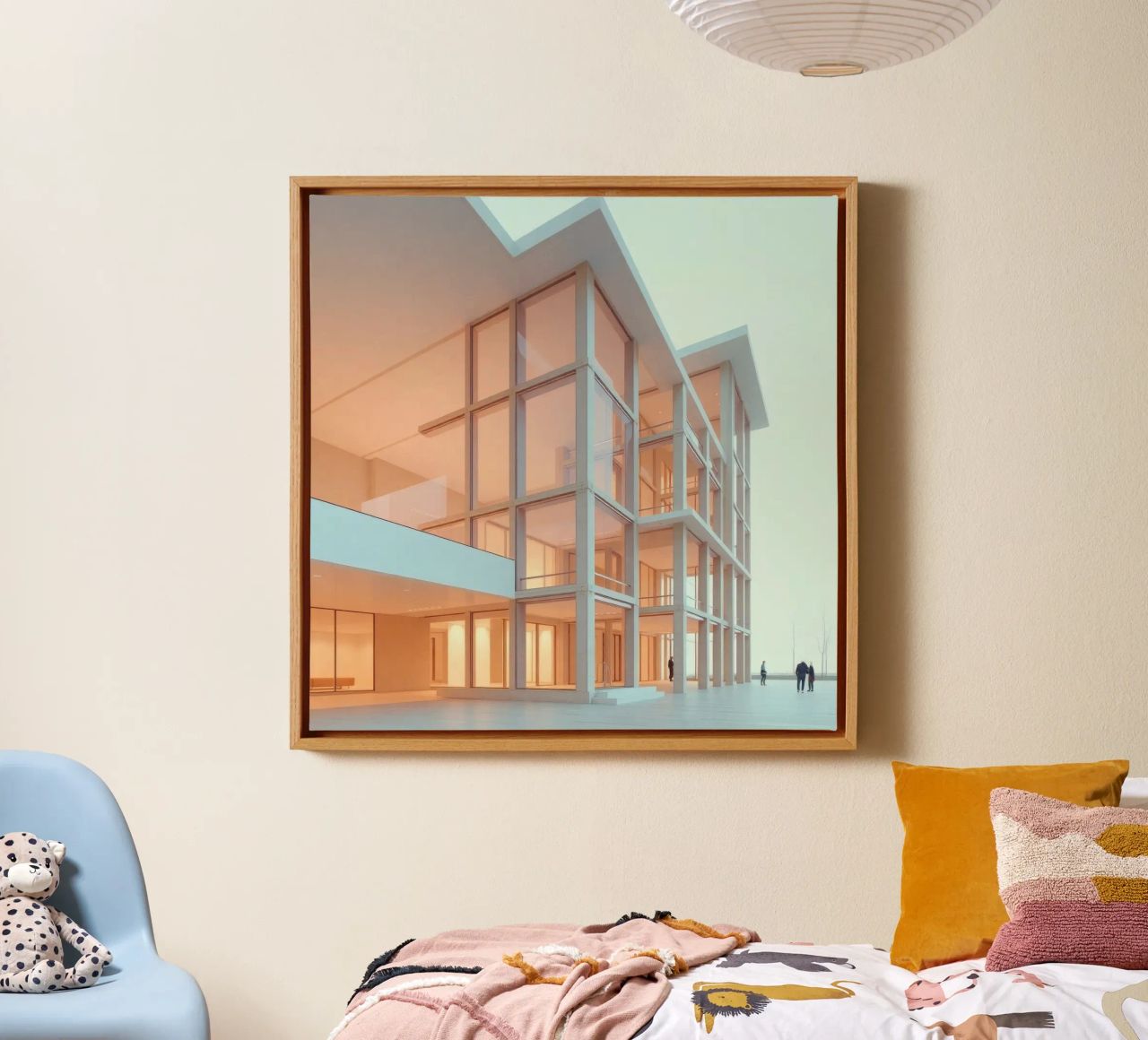 Modern architectonisch ontwerp met ruime open ruimtes en canvas van DesignDoodle