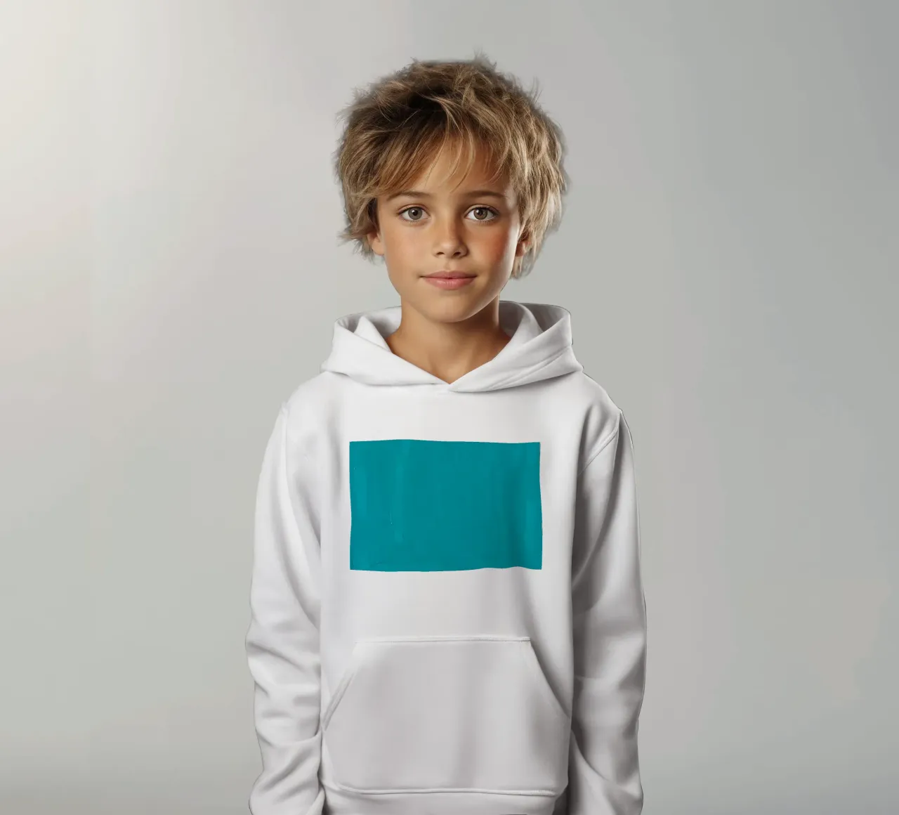 turquoise artwork showcasing abstract brush strokes kids hoodie by DesignDoodle