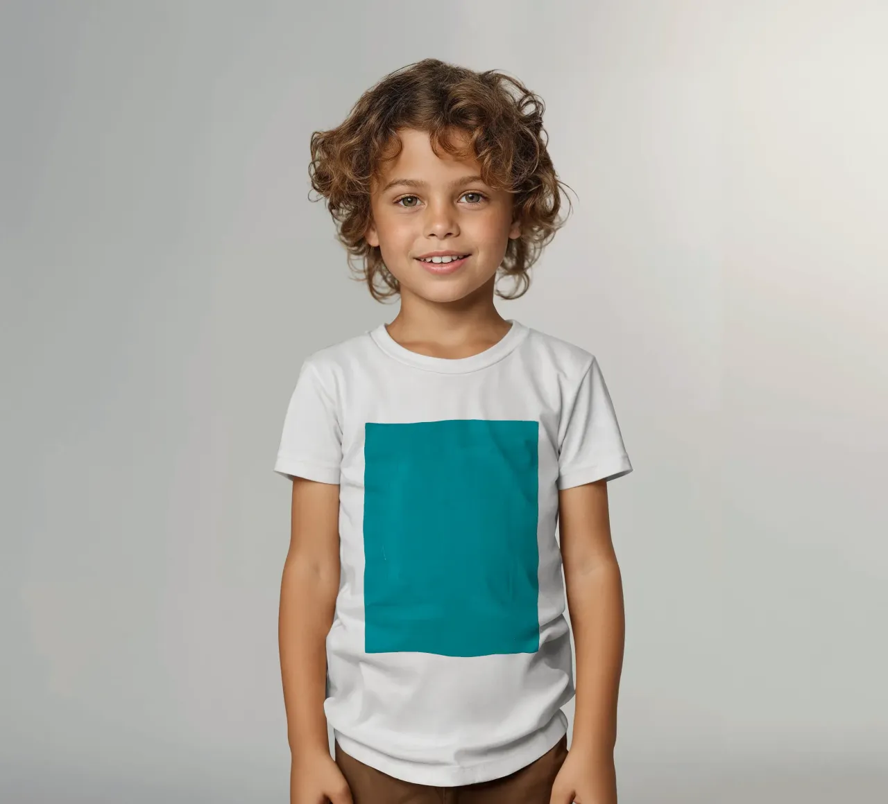 turquoise artwork showcasing abstract brush strokes kids t-shirt by DesignDoodle