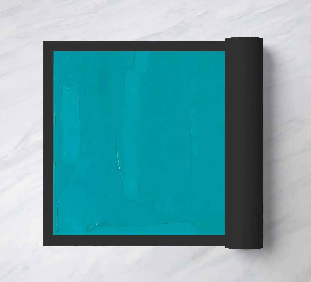 opera d'arte turchese con pennellate astratte zerbino da DesignDoodle