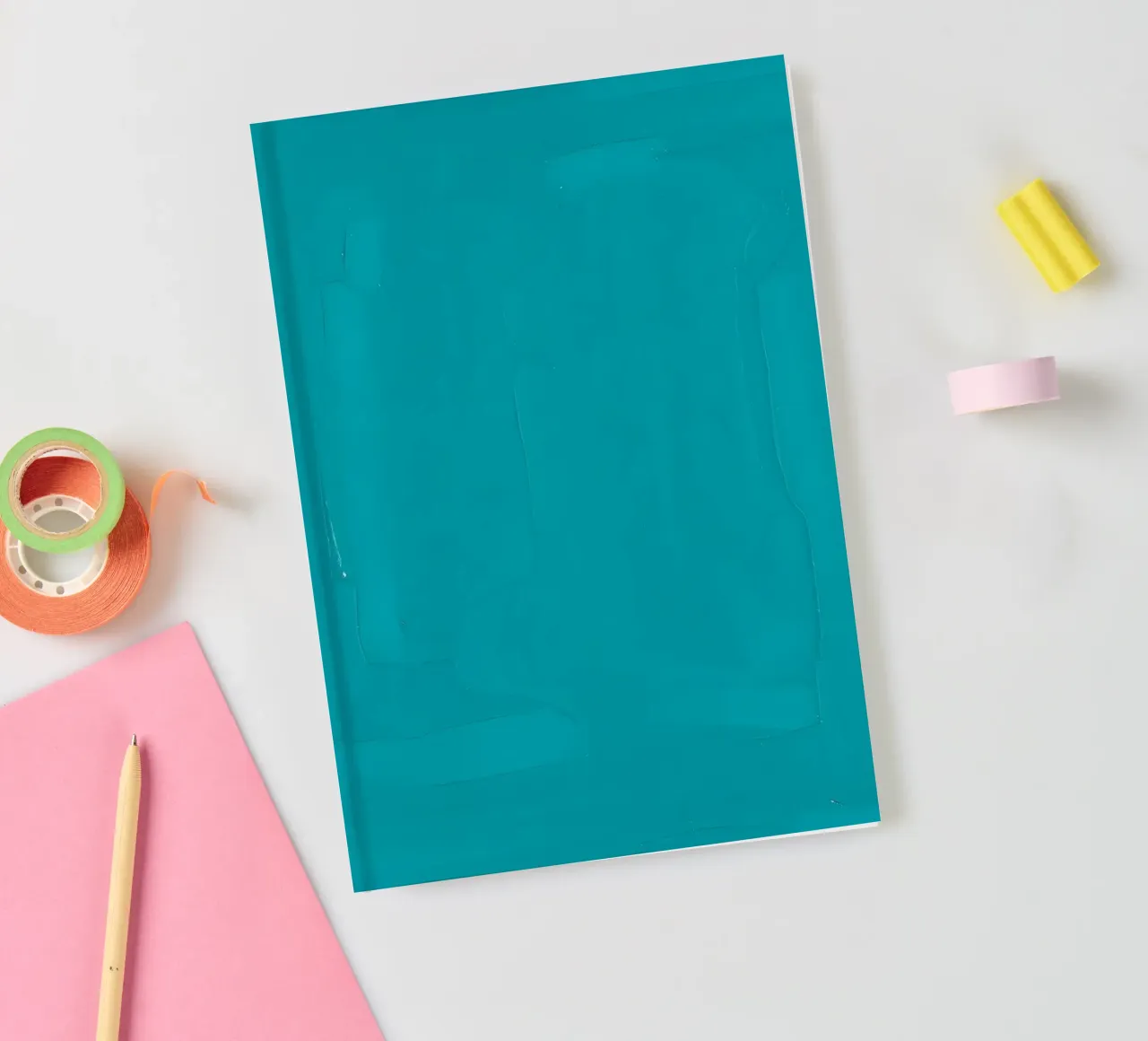 turquoise artwork showcasing abstract brush strokes notebook by DesignDoodle