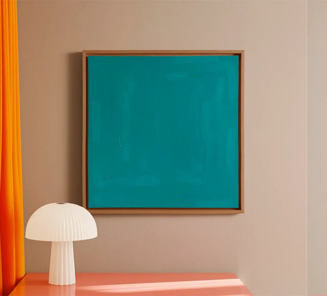 turquoise kunstwerk met abstracte penseelstreken canvas van DesignDoodle