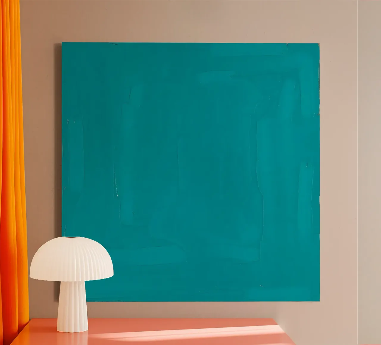 turquoise kunstwerk met abstracte penseelstreken canvas van DesignDoodle