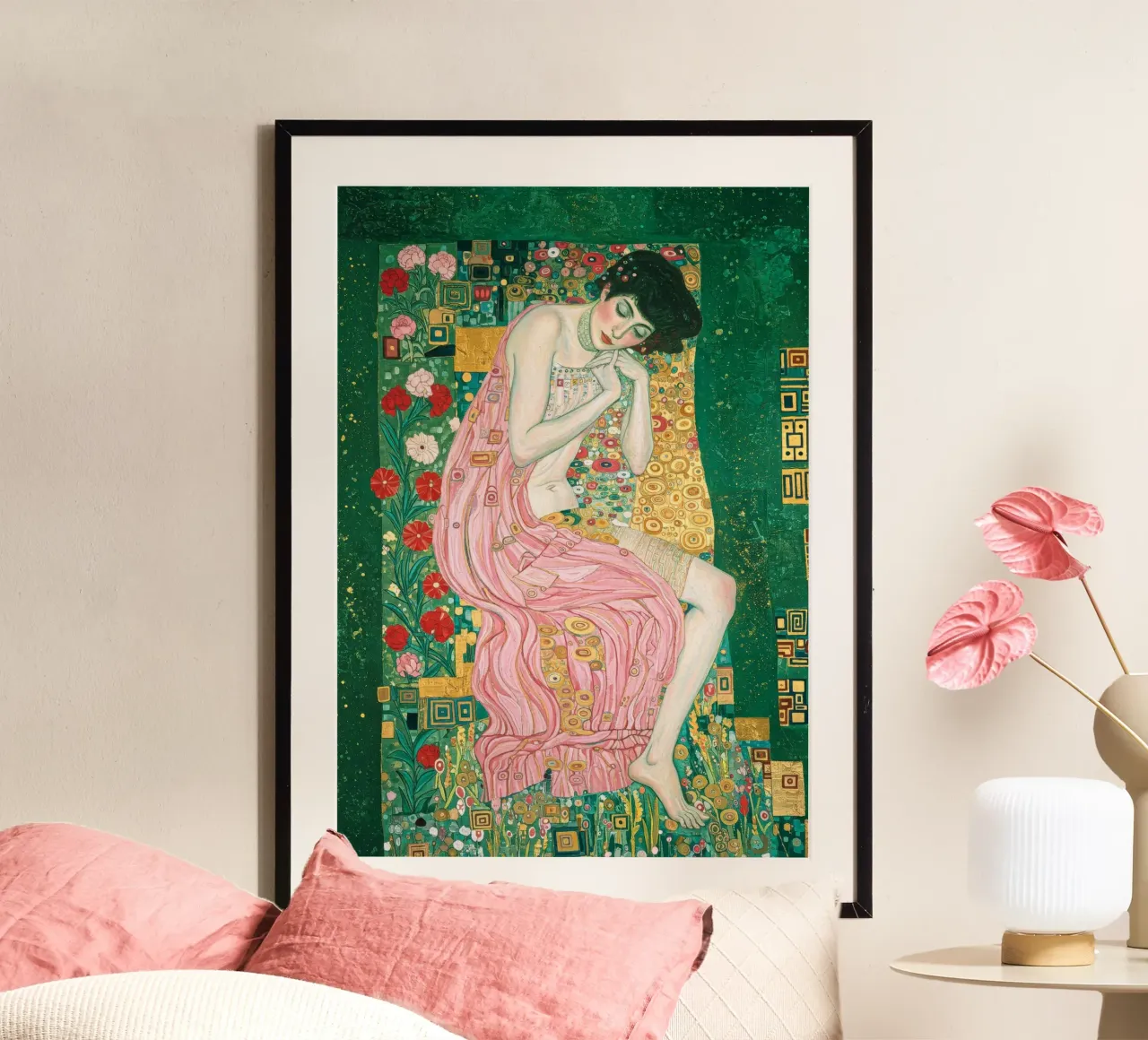 Opulenza in rosa e verde poster con telaio in plastica da Art Center