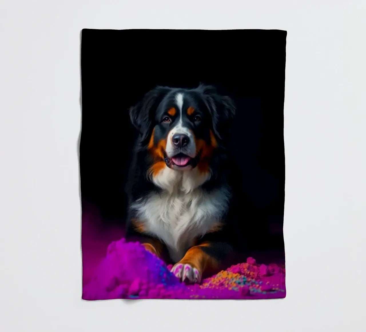The colorful Bernese Mountain Dog #24 fleece blanket by Yumis.Beargang.and.Me