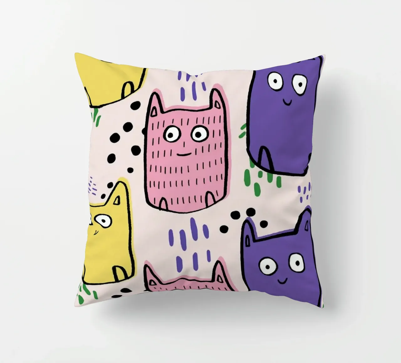 Colourful Cats cuscino da Lora O'Callaghan