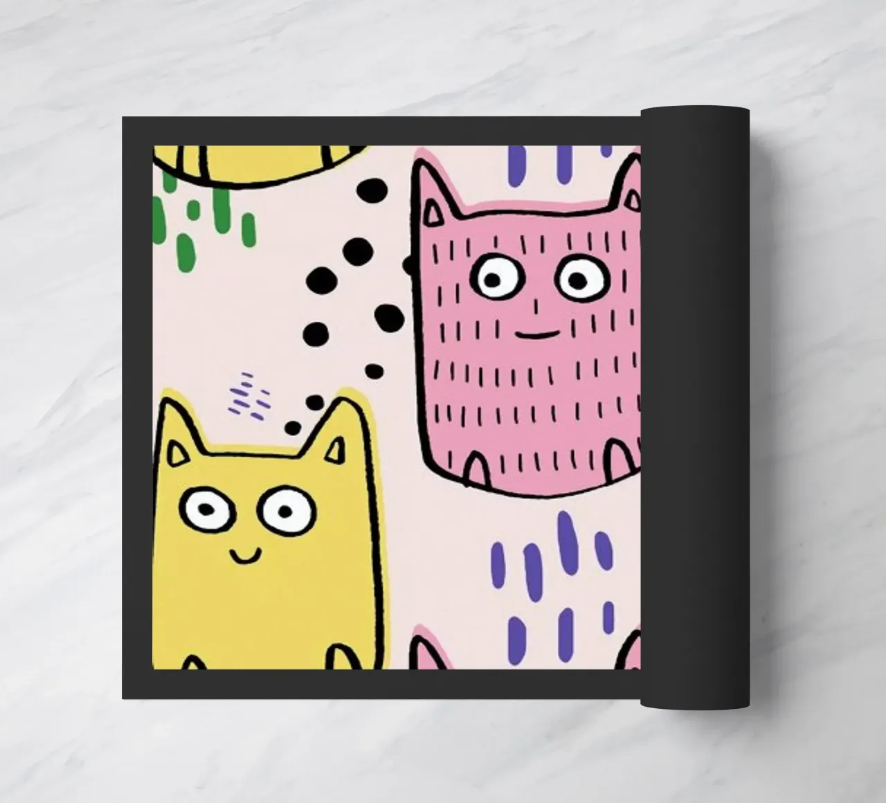 Colourful Cats doormat by Lora O'Callaghan