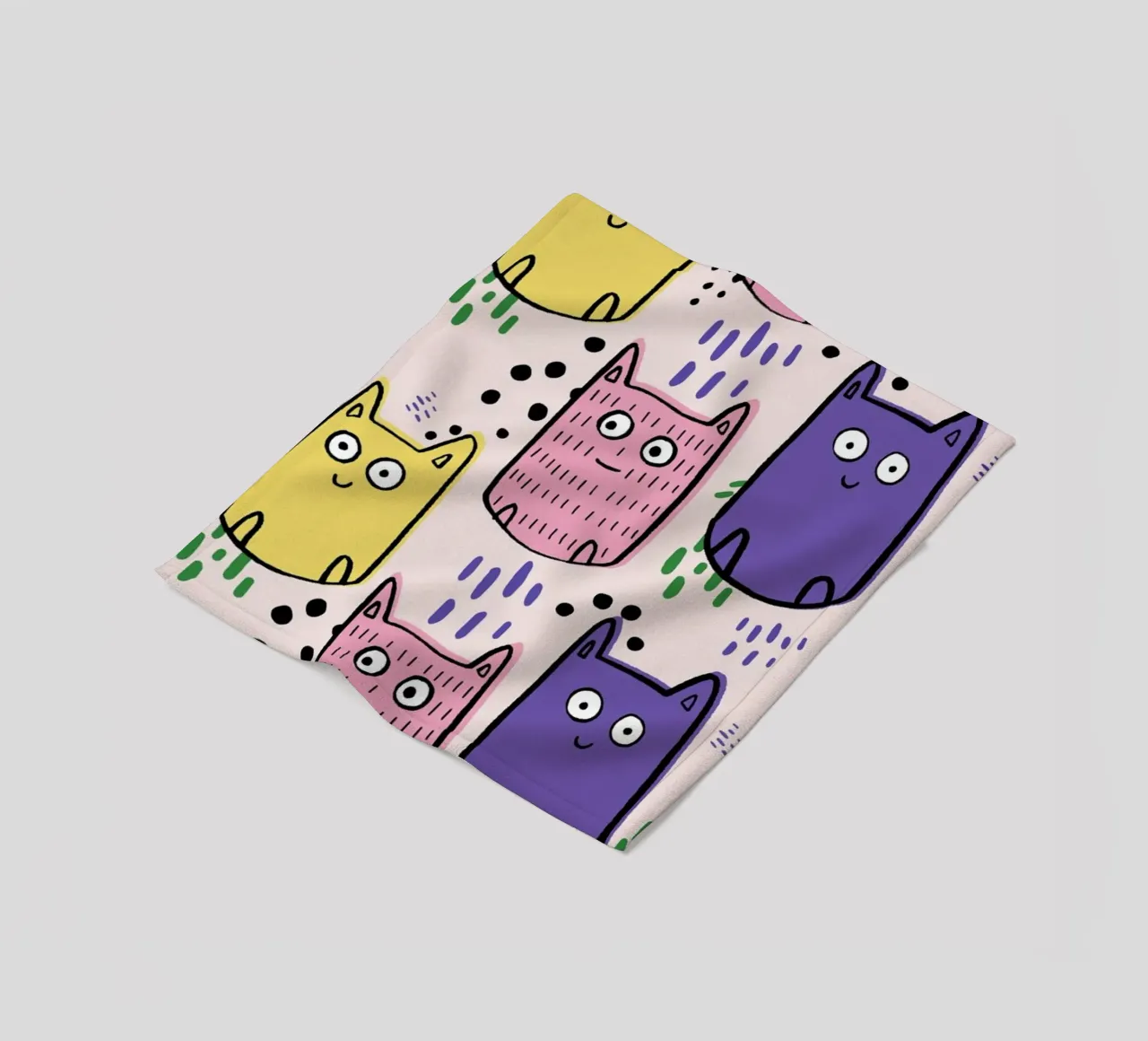 Colourful Cats fleecedeken van Lora O'Callaghan
