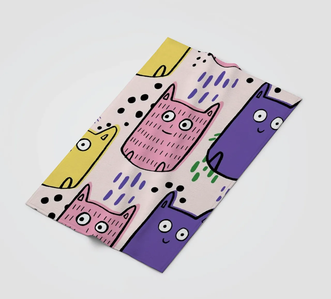 Colourful Cats fleecedeken van Lora O'Callaghan