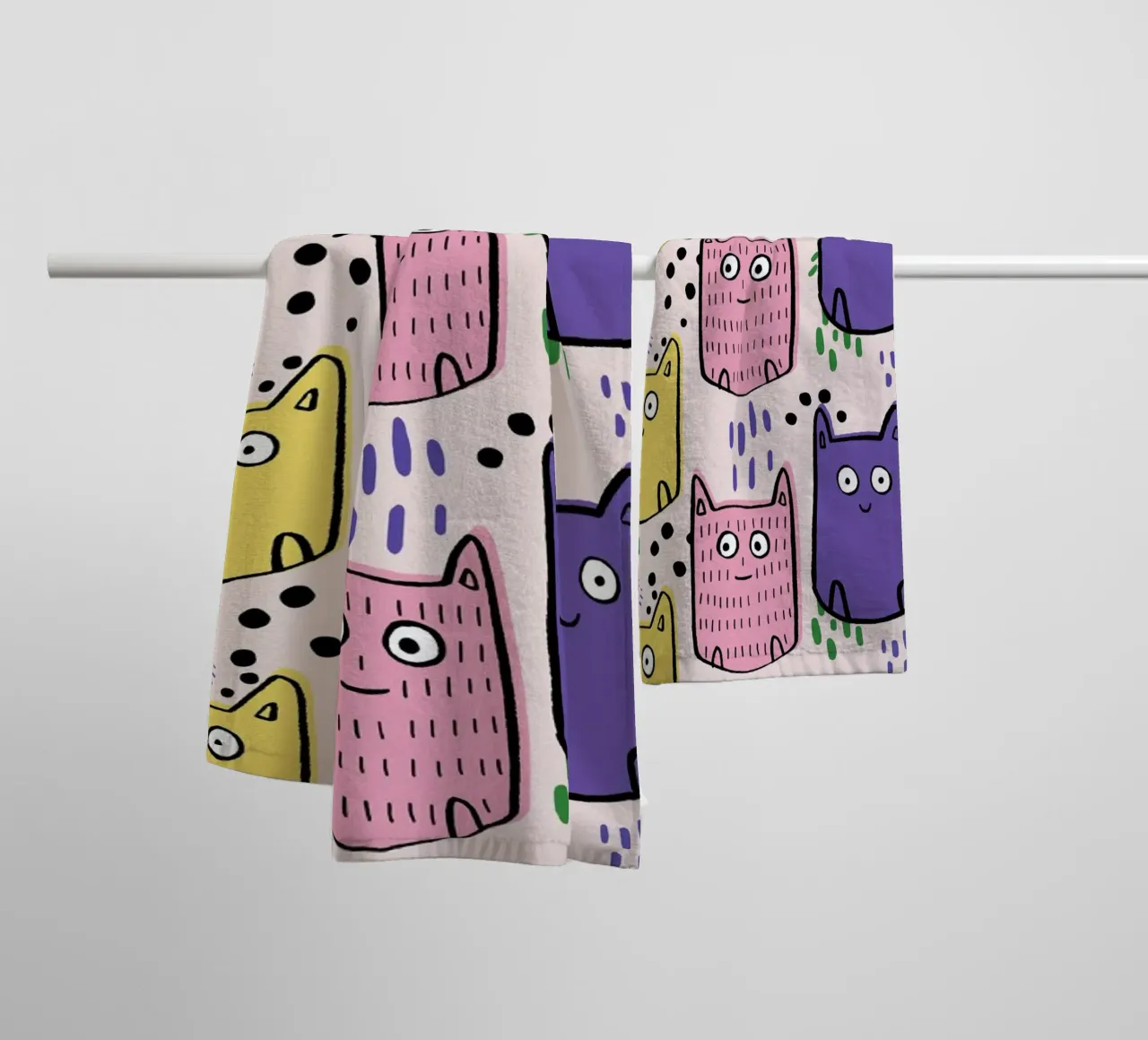 Colourful Cats Handtuch von Lora O'Callaghan