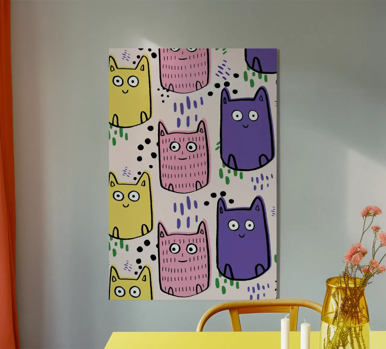 Colourful Cats acrylic glass by Lora O'Callaghan
