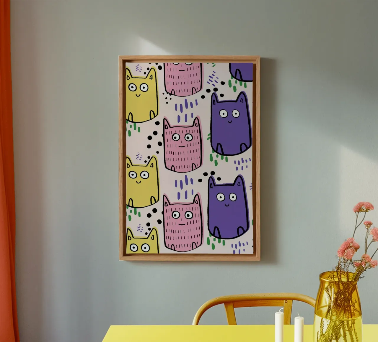 Colourful Cats canvas by Lora O'Callaghan