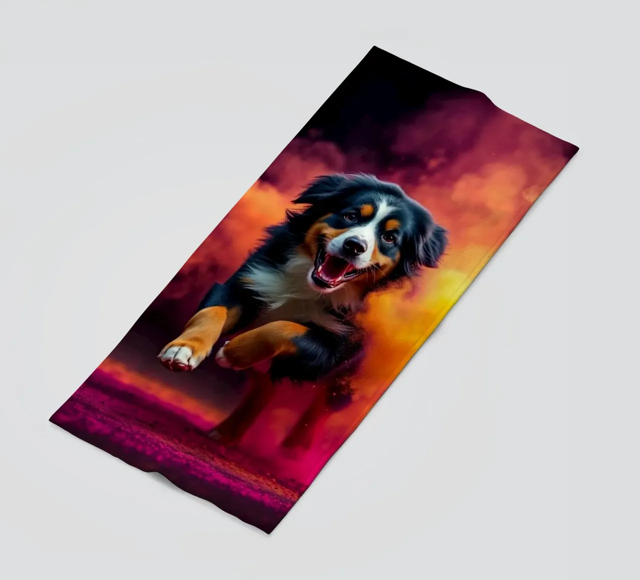 The colorful Bernese Mountain Dog #32 beach towel by Yumis.Beargang.and.Me